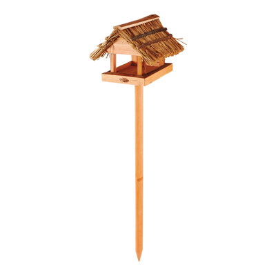 Comedero para Pajaros con Techo de Paja y Poste